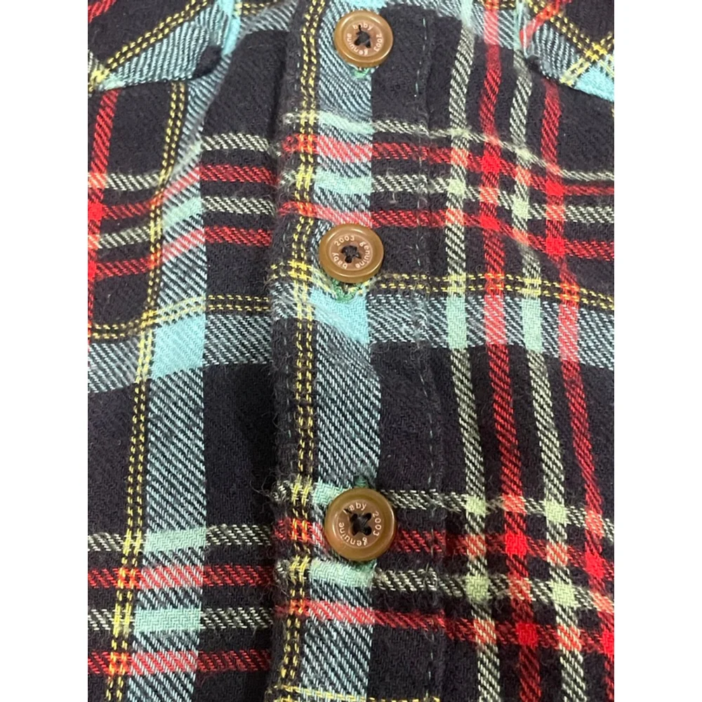 Baby OshKosh B'gosh Button Down Shirt 3 Months Navy Blue Plaid